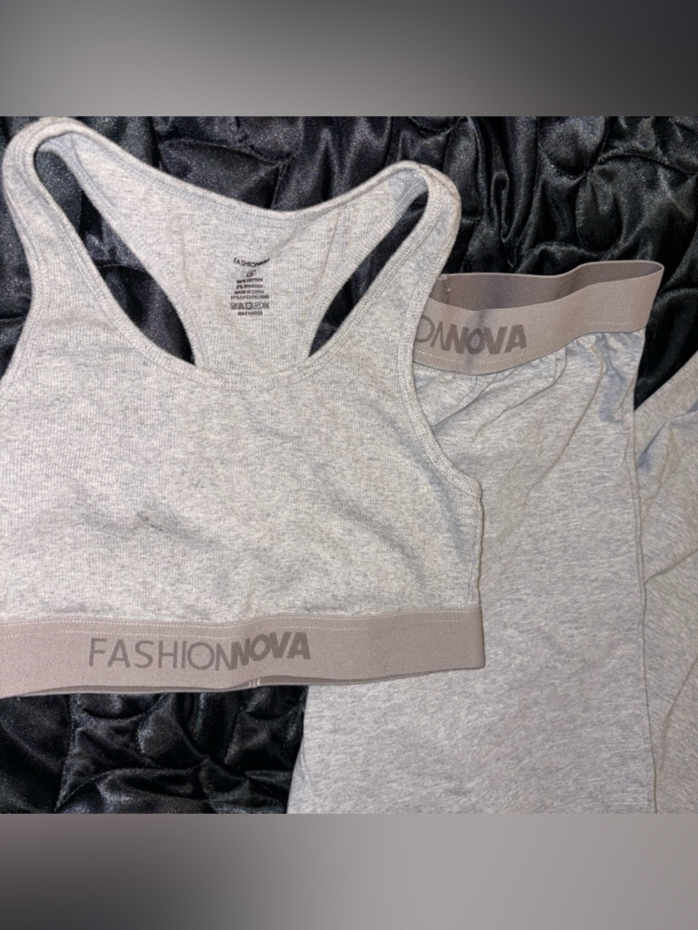 Fashion Nova Gray Racerback Sports Bra & Lounge Set